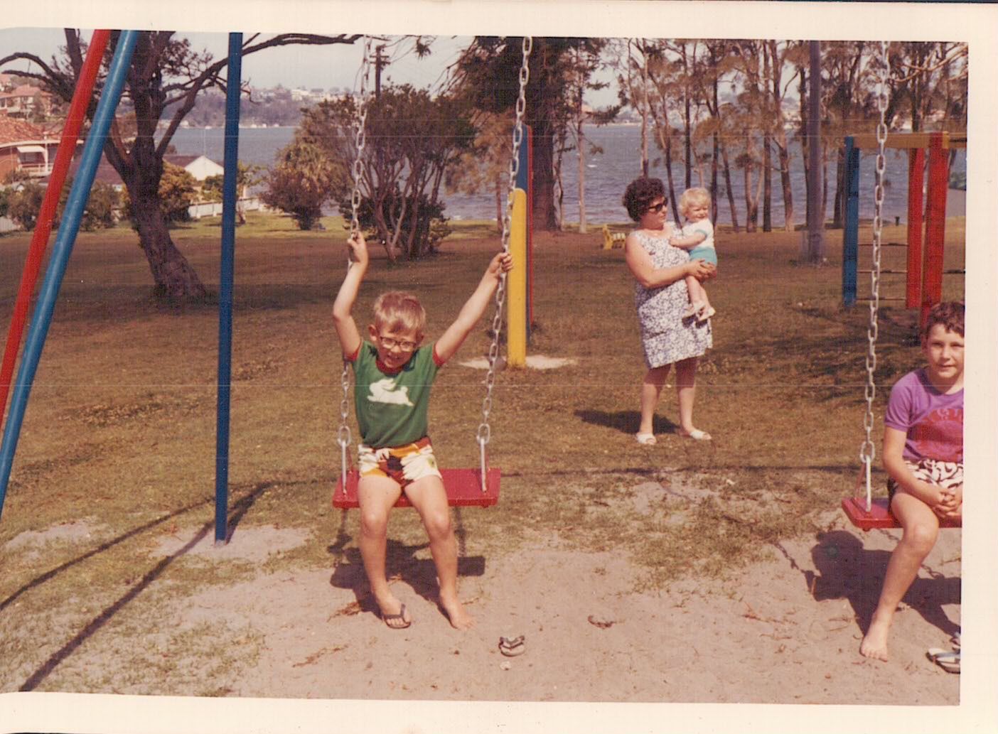 1972 Rabbitohs t short and swing, Carrs Park