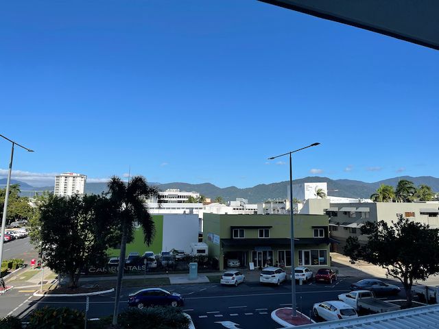 View from my room, showing buildings and blue sky